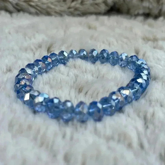 Artisan Crystal Stretch Bracelet • stretch to fit elastic • Handmade Y2K - Picture 4 of 5